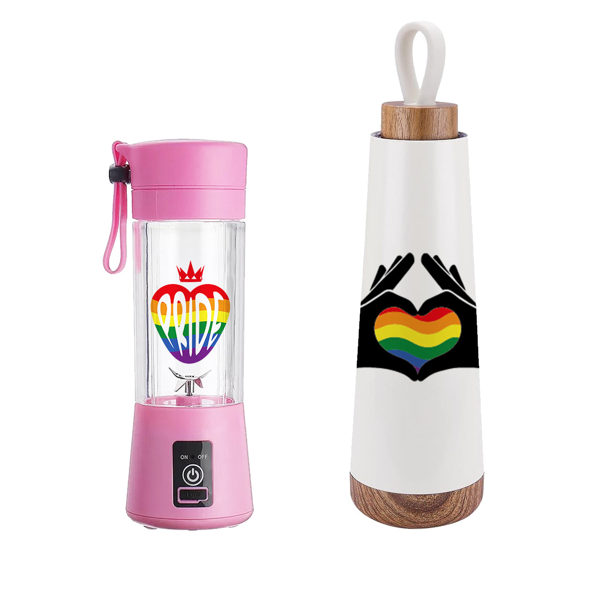 Kit Pride Fit LGBT+  Termo + Mini Vaso Licuadora Automática
